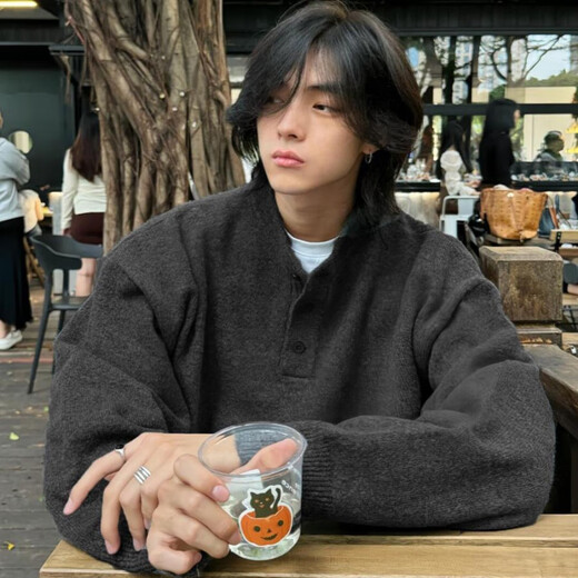 Chuangjingyi Selected Sweater Winter Men's Cleanfit Henry Collar Youth Wool Bottoming Sweater New Men's Winter Thickened Protection Dark Gray M _Recommended 100-120Jin Jin is equal to 0.5 kg