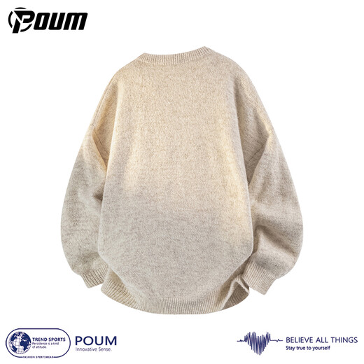 POUM Henry collar sweater men's winter lazy style warm inner layering top MZ0051 apricot XL