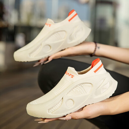 2025 New Men and Women Couple Outdoor Shoes Casual Breathable Beach Shoes Anti-Slip Shoes Fitness Indoor Yoga Mesh Shoes 2508 Gray 37