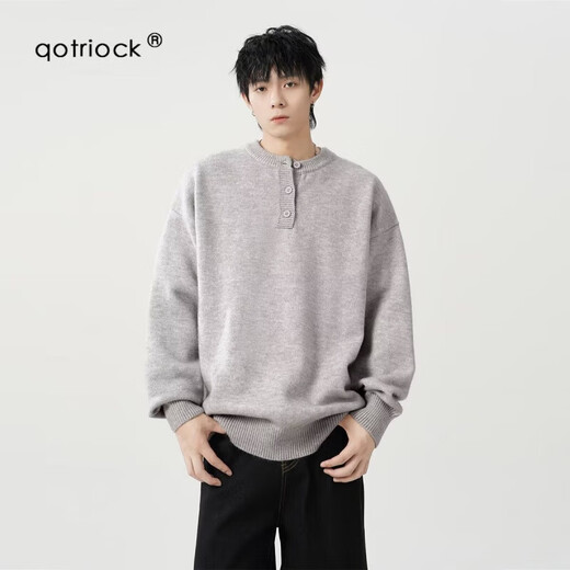 American Henry collar sweater for men, early spring, high-end, lazy-style bottoming sweater, cleanfit inner layer, black, JD.com XL