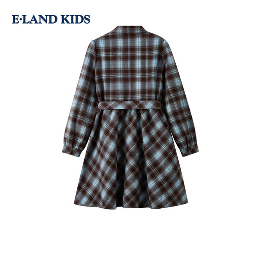 E LAND KIDS children's clothing girls dress season new college style pattern lapel shirt dress Brown brown/85 120