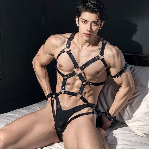 Manyan role-playing sexy pajamas for men, special temptation intercourse thong, three-point breast-exposing couple stimulation uniform, A same style for men and women, going out and dating, bed shirt, no need to take off sexy clothes