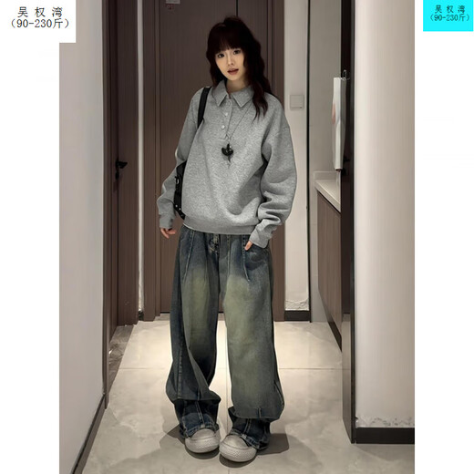 Wu Quanwan cleanfit black henley collar shoulder sweatshirt for men and women, long-sleeved polo shirt, American heavyweight inner layering shirt, black upgraded version black upgraded version M