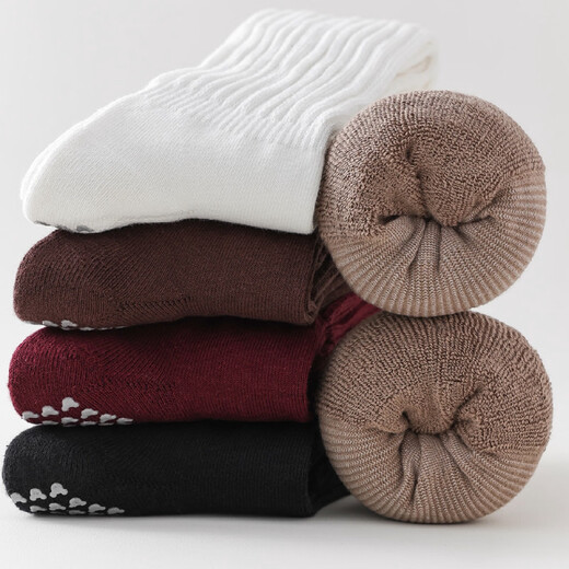 New autumn and winter long yoga socks professional non-slip Pilates thickened calf socks for women's fitness thickened pile yoga calf socks black one size
