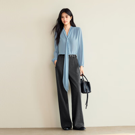 Eveli (eifini) Jiang Xin's same style see-through ribbon top shirt for women 2026 spring classic style inner casual top for women blue S