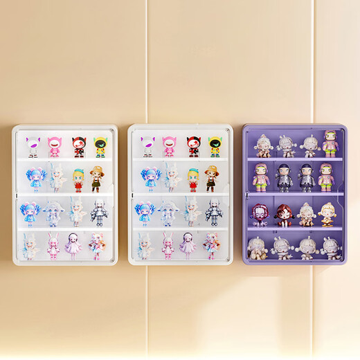 Ershanji Wall-mounted Figure Display Cabinet Transparent Blind Box Storage Box Wall Doll Bubble Mart Display Rack Blind Box Display Rack Wall-mounted White Large