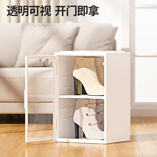 Resistant and unrestrained long-tube over-the-knee short boots shoe box storage box shoe rack shoe cabinet shoe storage cabinet artifact transparent Moran White 2-piece discount for another 20 yuan 33.5x28x50cm