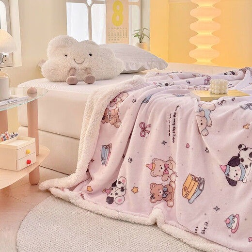 Fantasy A-type three-layer thickened plus fleece milk velvet office nap blanket kindergarten blanket autumn and winter blanket Little Red Riding Hood double-layer thickened high-gram weight milk velvet + lamb's velvet 150*200 single blanket Type A skin-friendly warm can be spread and covered