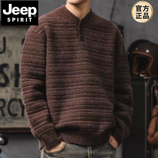 JEEP SPIRIT American retro sweater for men in winter warm pullover bottoming sweater high-end handsome Henry collar lazy style jacket Hua Ka weighs 850 grams M 110-130 Jin Jin is equal to 0.5 kg