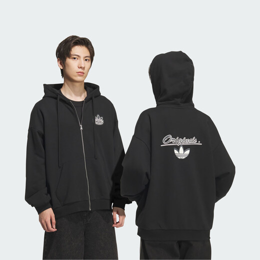 Adidas 2025 New Knitted Sports Hooded Jacket Jacket for Men and Women Autumn Adidas Clover Black L