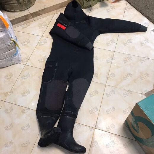 Hangde winter full dry wetsuit one-piece 6MM thickened waterproof and warm wetsuit wear-resistant cold dry suit deep diving without hood (one piece) XXL (height 180-185cm)