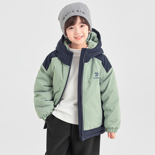 Duojia Boys' Cotton Clothes Winter Versatile Color Matching Hooded Loose Tops Thick Padded Children's Casual Sports Warm Jackets