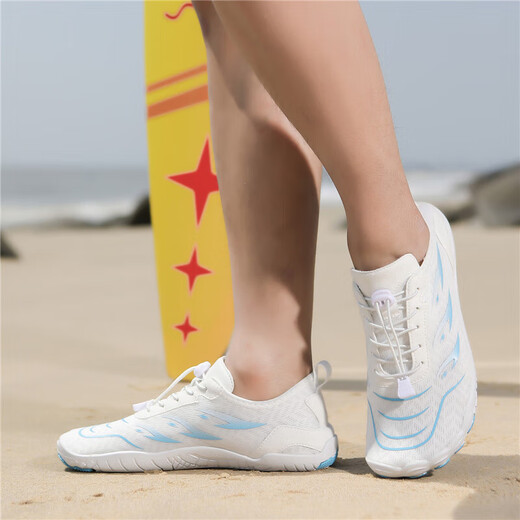 Di Gelong outdoor river tracing shoes breathable water fishing shoes for men and women seaside quick-drying beach swimming shoes indoor fitness 281 white blue 40