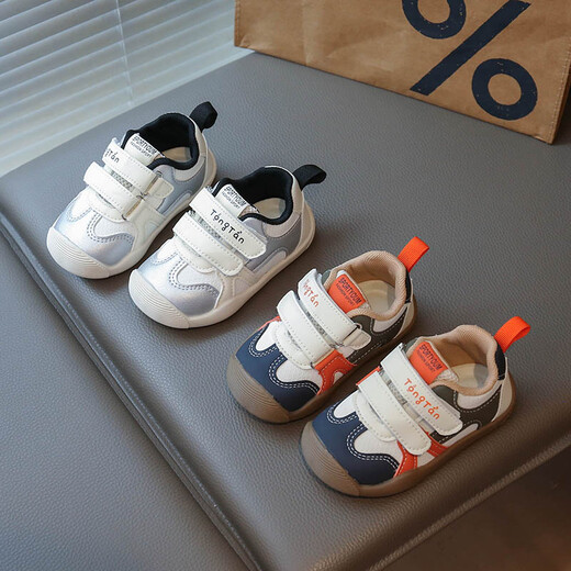 Ginoble baby toddler shoes 2025 spring and autumn casual shoes boys sports shoes girls soft sole shoes infant sneakers silver upgraded model more wear-resistant and more comfortable cut 16 shoes inner length 12.5 cm