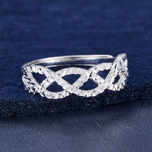 Laofu gold platinum imitation diamond cross ripple ring cross ripple ring about 2.4g