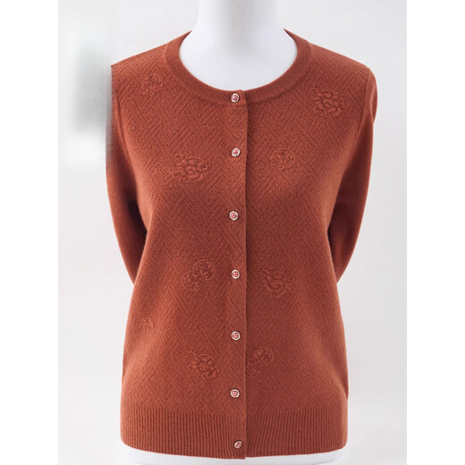 KING DEER Mother's Pure Cashmere Sweater Western Style Sweater 2025 Autumn and Winter New Middle-aged and Elderly Cashmere Knitted Cardigan Jacket Caramel Color 2XL Recommended 120-135 Jin Jin equals 0.5 kg