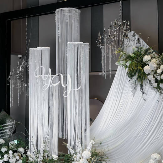 Fantasy wedding props, iron wire curtain, ring frame, wedding crystal bead curtain frame, round tassel frame, guide bracket, supports customization of various sizes