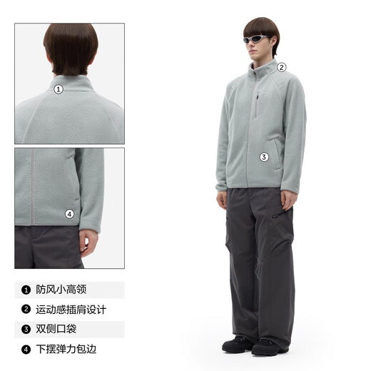 Bananain Wang Yibo same style hot leather 302++ men's warm polar fleece stand collar functional jacket windproof new style black 2XL