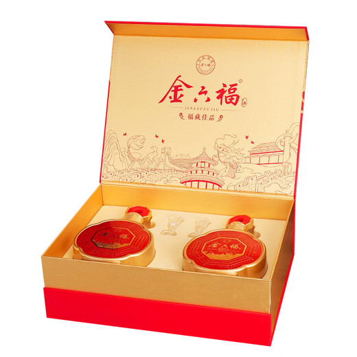 Jinliufu liquor and flavor type grain wine, grain wine, Sichuan famous wine, wedding banquet, wedding wine, new year's gift box, 50.8 degrees, 500mL, 6 bottles, Fu Zangjiapin gift box, full box