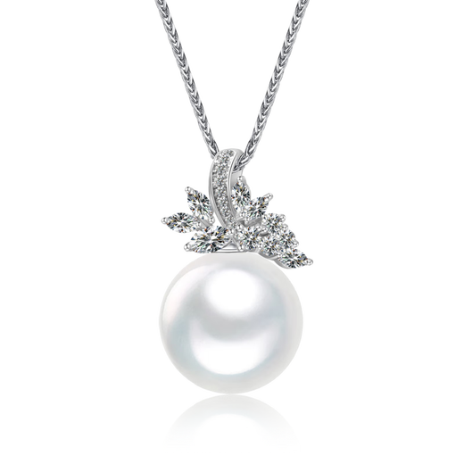 LAPRAFANY Starry Leaf Language Five Star Venus Australian White Pearl Pendant Necklace 18K Gold Diamond Single Natural Seawater Necklace 11-12mm Heritage Five Star Venus (Strong Luster) Double Certificate Free 18K Necklace