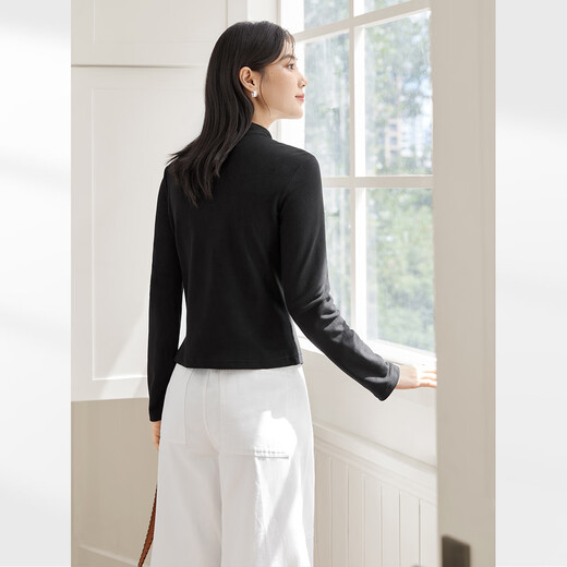 Dialogue (DUIBAI) AN large size series basic versatile half turtleneck bottoming shirt T-shirt winter new fat mm outer wear small top quiet black M recommended weight 110-125