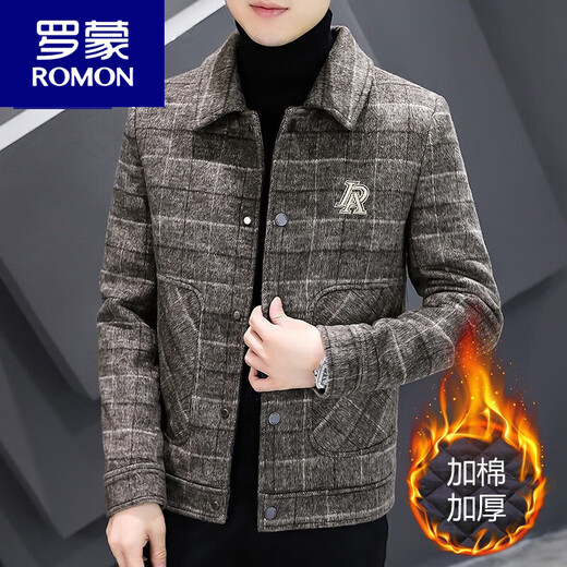 ROMON Wool Men's Short Jacket Padded Thickened Men's 2025 New Spring Autumn and Winter Casual Woolen Jacket 5 Gray 2905 Style Thickened XL 180 (135Jin Jin is equal to 0.5kg -150Jin Jin is equal to 0.5kg)