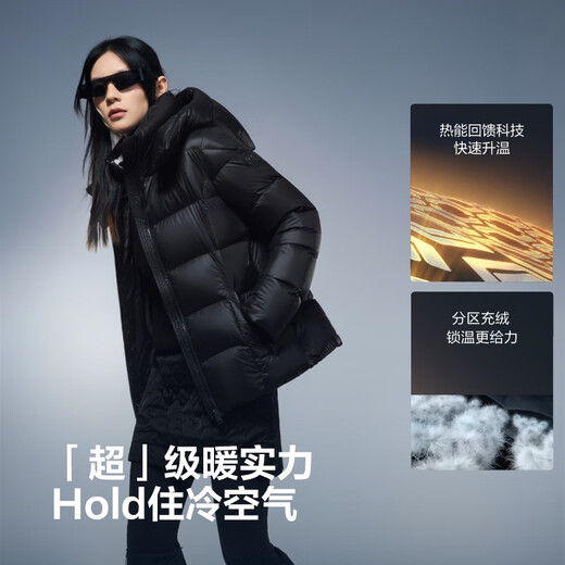 Bosideng 25 years winter puff down jacket women's goose down thickened removable hood slim short lazy style jacket