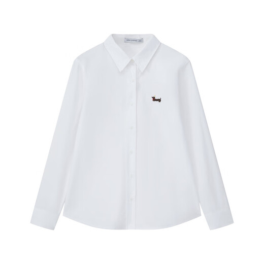 VEGA CHANG shirt for women 2025 new style puppy embroidery simple youthful basic style Pearl White M
