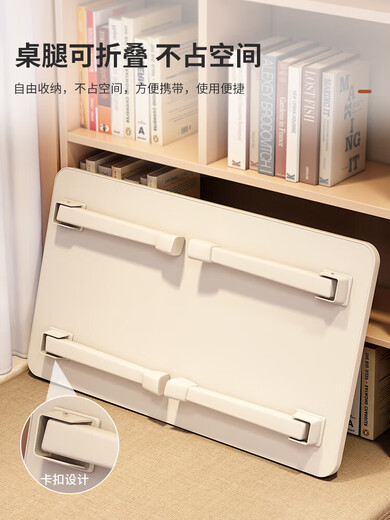 Tatami small table, bay window, household tea table, foldable tea table, bedroom kang table, balcony, extra large bed desk, extra large and wide model, pearl white 80*60*35CM