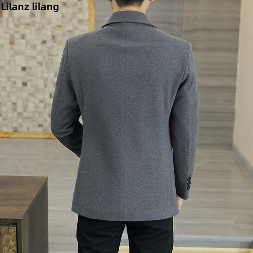 Lilan Men's Small Suit Jacket Casual Business One-piece Western Formal Wear 2025 Autumn and Winter Large Size Men's Wool Jacket Black Brand Clearance Broken Size 2XL