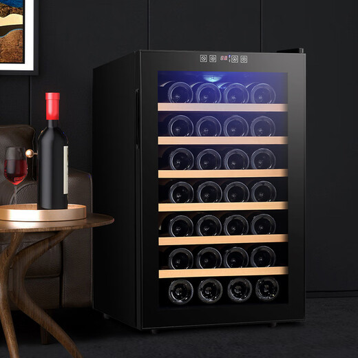 Bacchus red wine cabinet beech wood layer 28-pack thermostatic cabinet electronic temperature-controlled wine cabinet home mini small wine cabinet office refrigeration rack air-cooled frost-free BW-70D1