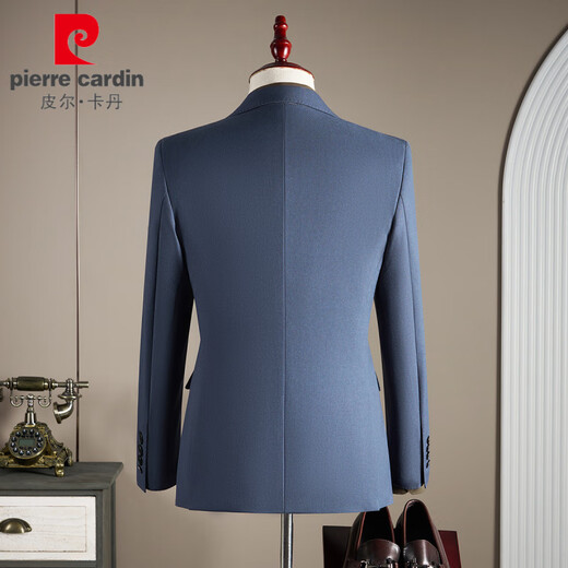 Pierre Cardin high-end wool suit suit men's three-piece business casual formal wedding wedding groom's suit gray blue suit + trousers + vest XL (125-140Jin Jin equals 0.5 kg)