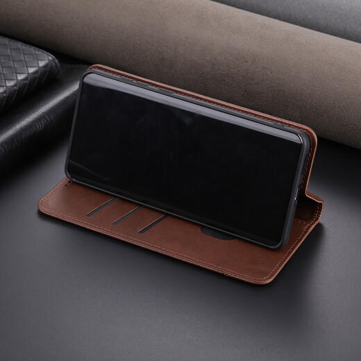 Jioxiang Magnetic Flip Cowgrain Leather Case Suitable for Huawei Mate50 Mobile Phone Case Business All-inclusive Anti-fall Brown Huawei Mate50
