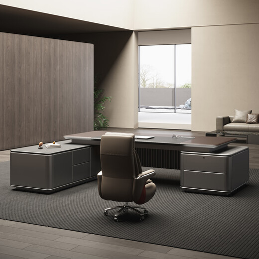 TONGTA President's Painted Desk Boss's Desk Chairman's Office Executive Desk High-end Atmosphere Light Luxury Furniture Customized 2.4 Meter President's Desk