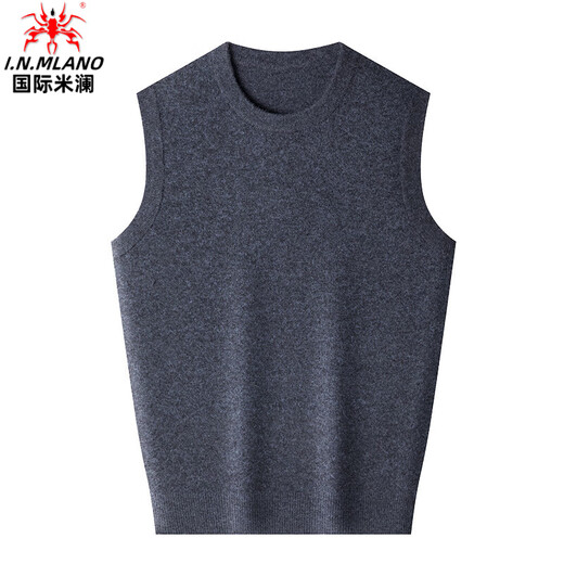 International Milan 2025 autumn and winter wool vest men's pure wool round neck thickened vest middle-aged dad knitted sweater gray V-neck (counter selection) XL -175 recommended 138-155 Jin Jin equals 0.5 kg