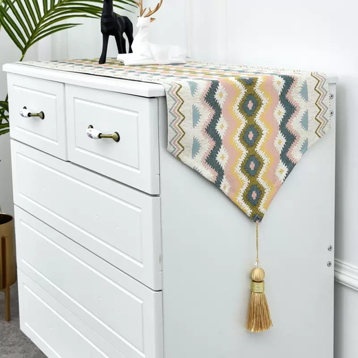 Yusenyi Nordic modern TV cabinet tablecloth long dining table table flag sideboard chest of drawers shoe cabinet cloth cover cabinet cover cloth Beimi-Pink-Pendant 35x200cm