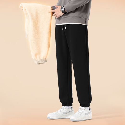 Pull back youth casual pants men's winter fleece polar fleece straight pants thick and warm high-quality men's sports pants olive green (blue maple pants logo) S /165 (weight 85-100Jin Jin equals 0.5 kg)