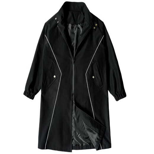 ROMON windbreaker jacket men's mid-length autumn and winter high-end business casual cloak coat men's khaki L