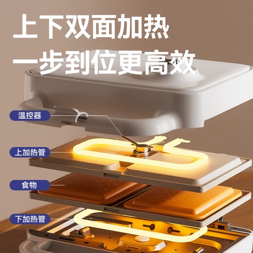FRUNUTS double plate sandwich breakfast machine home timer multi-function waffle egg roll bread machine sausage machine white (sandwich plate) upgraded ceramic coating