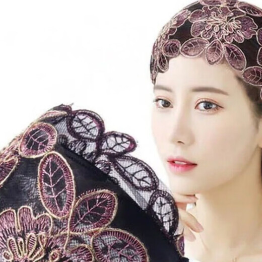 Covering white hair, wide-brimmed lace embroidered headband, mesh headband, covering scars, hairpins, headbands, fashionable headbands, 1 champagne