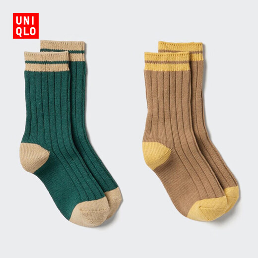 Uniqlo children's clothing boys and girls HEATTECH socks/2 pairs of warm socks 25 new style 478659 55 turquoise 2-4 years old /S/M/16 20 cm (children)