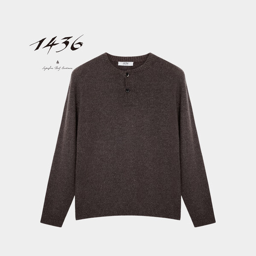 14361436 Woolen kid cashmere 2025 autumn and winter new Henry collar thick and soft men's cashmere sweater brass brown XL