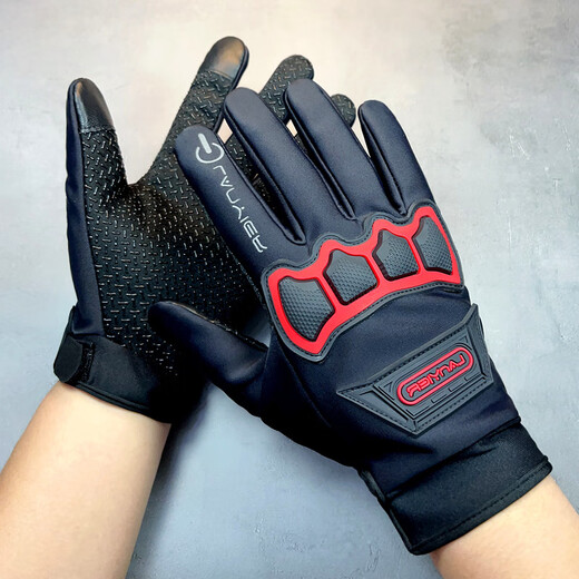Haoguan (HAOGUAN) outdoor cycling winter gloves for men, warm and velvet, waterproof, windproof, touch screen, anti-fall, sports, non-slip, thickened motorcycle, gray black, one size fits all