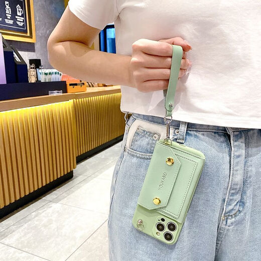 Paiqin vivoy100 mobile phone case y35s17 soft shell anti-fall x90sy78 crossbody lanyard s16 change card bag y52sy3 dark green double-layer coin wallet + bracelet + crossbody strap vivo y31s