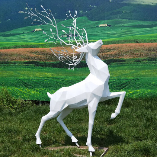 Stainless Steel Deer Sculpture Customized Large Geometric Sectioned Mirror Luminous Hollow Abstract Animal Outdoor Landscape Ornament Customized Contact Customer Service for Details
