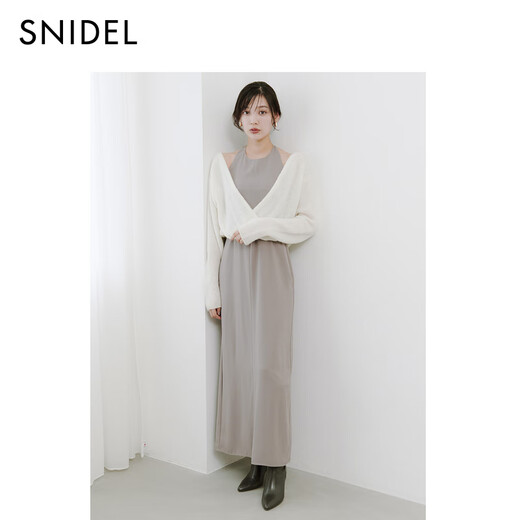 SNIDEL2025 automne et hiver nouveau produit simple robe dos nu pull paresseux ensemble deux pièces SWNO254192 rose clair M (1)