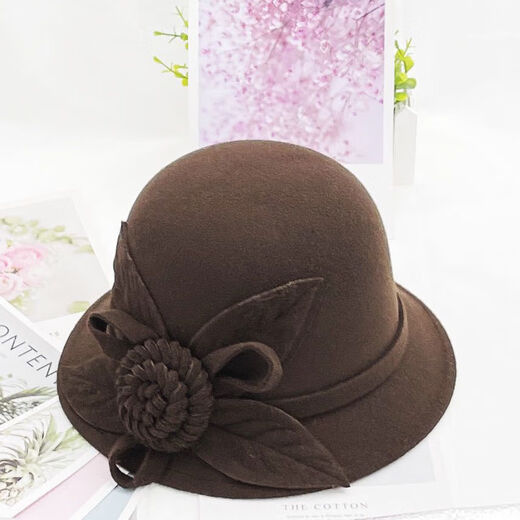 Xi Shengduo Hat Women's Autumn and Winter Korean Version Retro Dome Hat Elegant and Fashionable Flower Woolen Basin Hat Fisherman Hat Winter Hat Trendy Gray One Size