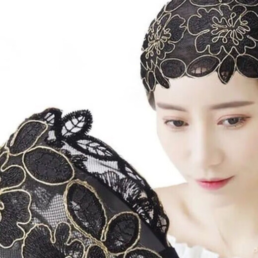 Covering white hair, wide-brimmed lace embroidered headband, mesh headband, covering scars, hairpins, headbands, fashionable headbands, 1 champagne