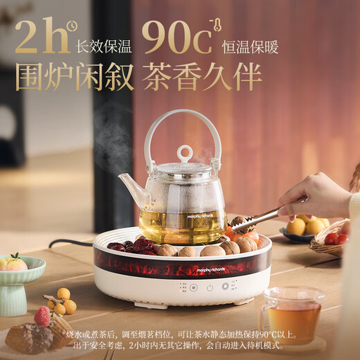 Mofei Electric Fireplace Tea Cooking Set Health Kettle Full Glass Kettle Tea Kettle Constant Temperature Kettle Tea Cooking Equipment Tea Stove Electric Tea Stove Electric Ceramic Stove MR6096-Space Gray 0.8L