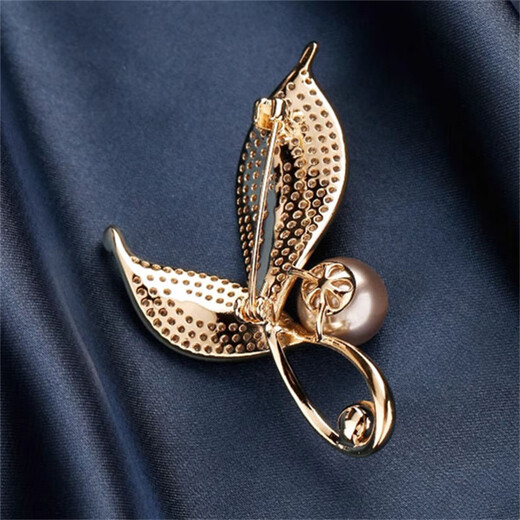 SIRCONSTANCE Rosemary Light Luxury Brooch Women's Fashion Pearl Exquisite Corsage Anti-exposure Suit Accessories Small Fragrance Style Birthday Gift Champagne Gold